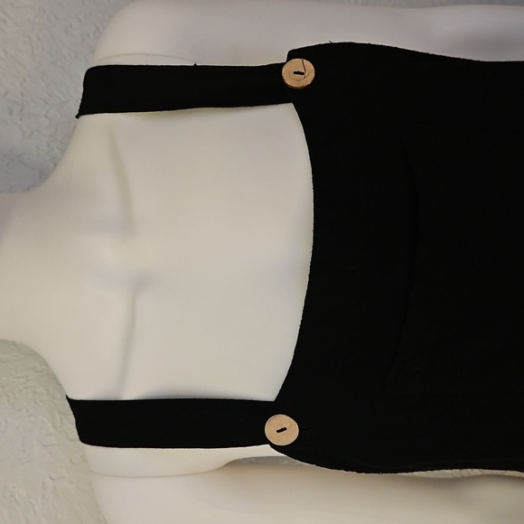 Vtg DACESLON Oversized Baggy Linen Blend Wide Leg Black Overall Jumpsuit - Picture 4 of 12